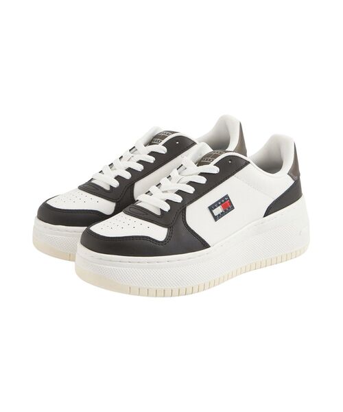 tommy jeans（トミー ジーンズ）の「フラットフォームバスケットシューズ（スニーカー・レディース・ホワイト×ピンク/ホワイト×ブラック・24cm/23.5cm/23cm/24.5cm）」の2枚目の写真