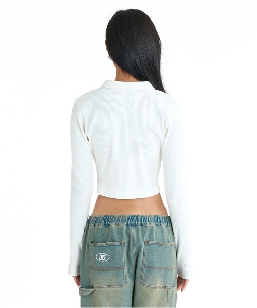 DC SHOES(ディーシーシューズ)の「DC SHOES ウィメンズ 26 WS TELECO SHORT P クロップド丈 ポロシャツ 【2026年春夏モデル】/ハーフジップショート丈ポロ(Tシャツ/カットソー・レディース・ブラック/ホワイト/マルチ・SMALL/MEDIUM)」の4枚目の写真