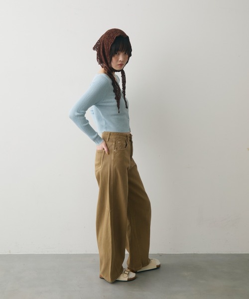 full/fill.(フルフィル)の「side carve denim pants / サイドカーブデニムパンツ(デニムパンツ・レディース・ベージュ/ブルー・FREE)」の5枚目の写真