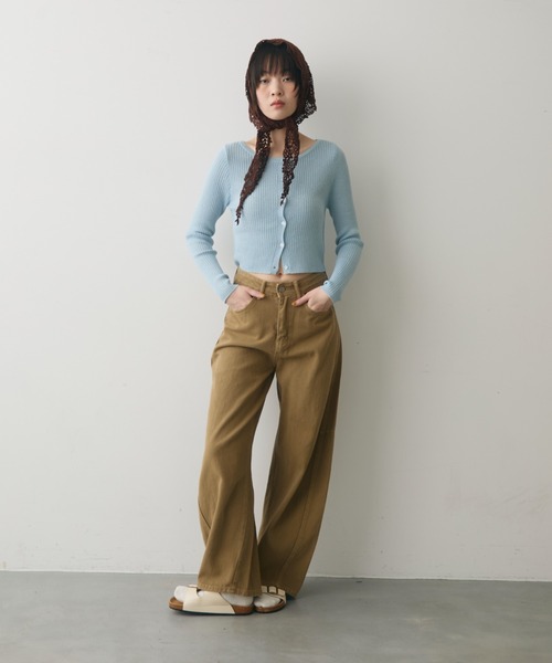 full/fill.(フルフィル)の「side carve denim pants / サイドカーブデニムパンツ(デニムパンツ・レディース・ベージュ/ブルー・FREE)」の4枚目の写真