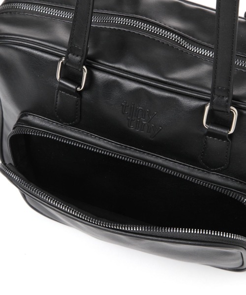 tiny tiny（ティニーティニー）の「スクエア前ポケットバッグ[tiny tiny(ティニーティニー)]（ボストンバッグ・レディース・ブラック/キャメル・0）」の8枚目の写真