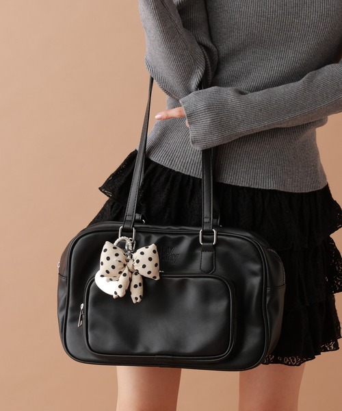 tiny tiny（ティニーティニー）の「スクエア前ポケットバッグ[tiny tiny(ティニーティニー)]（ボストンバッグ・レディース・ブラック/キャメル・0）」の21枚目の写真