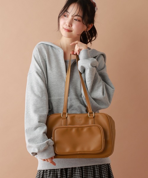 tiny tiny（ティニーティニー）の「スクエア前ポケットバッグ[tiny tiny(ティニーティニー)]（ボストンバッグ・レディース・ブラック/キャメル・0）」の16枚目の写真