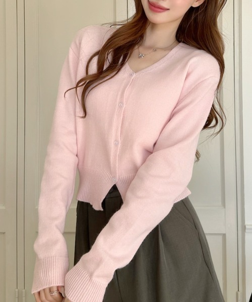 Ada.（エイダ）の「Vネック タイトシルエット カーディガン（カーディガン/ボレロ・レディース・グレー/ミント/ピンク/ホワイト・FREE）」の10枚目の写真