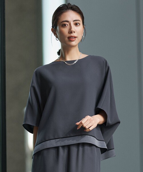 WEB限定カラーあり】 FluidBackSatin クロップドブラウス（シャツ