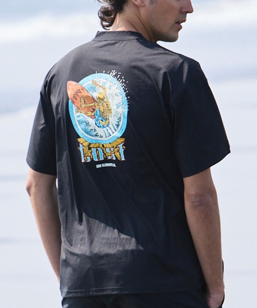 lost（ロスト）の「lost/ロスト 水着 ラッシュガード 半袖 Tシャツ UVカット 速乾 ストレッチ 水陸両用 LM6S-4305（Tシャツ/カットソー・メンズ・シアン/ブラック/ベージュ/ホワイト・L/M/XL）」の2枚目の写真