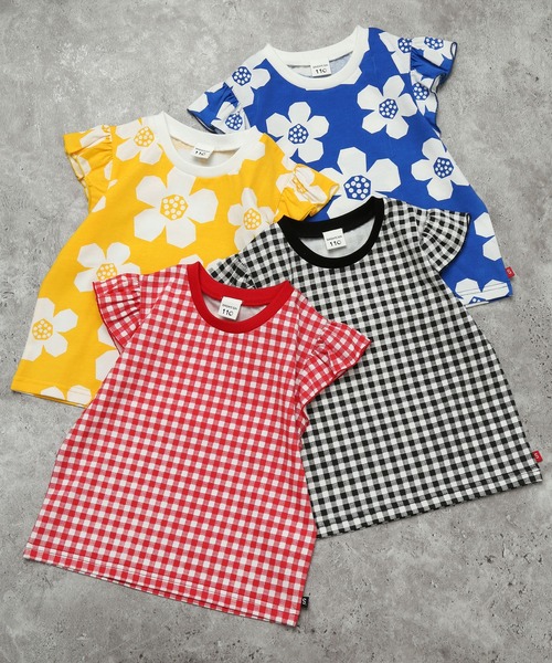 SUNDAYS SUN(サンデイズ サン)の「【綿混/袖フリル】選べる4柄 アソートプリントTシャツ(花柄/チェック/お揃いリンク)(Tシャツ/カットソー・キッズ・レッド/イエロー/ブルー/ブラック・110/100/90/130/120)」の14枚目の写真