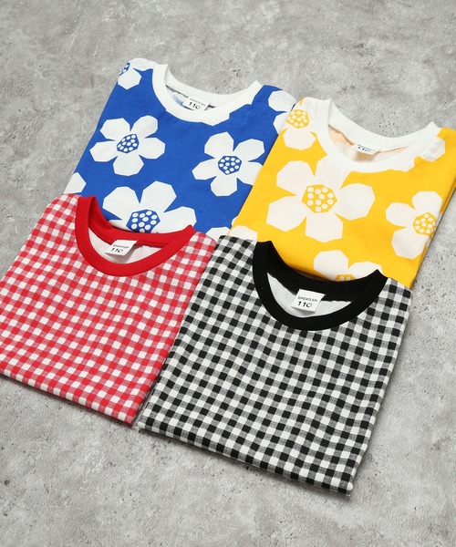 SUNDAYS SUN(サンデイズ サン)の「【綿混/袖フリル】選べる4柄 アソートプリントTシャツ(花柄/チェック/お揃いリンク)(Tシャツ/カットソー・キッズ・レッド/イエロー/ブルー/ブラック・110/100/90/130/120)」の19枚目の写真