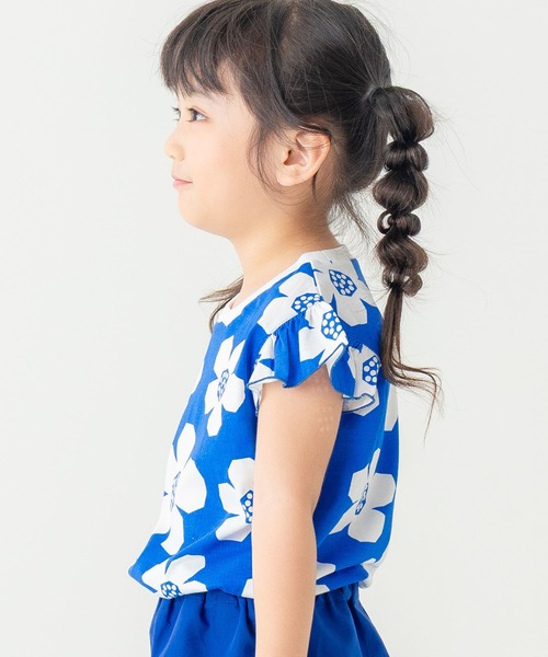 SUNDAYS SUN(サンデイズ サン)の「【綿混/袖フリル】選べる4柄 アソートプリントTシャツ(花柄/チェック/お揃いリンク)(Tシャツ/カットソー・キッズ・レッド/イエロー/ブルー/ブラック・110/100/90/130/120)」の7枚目の写真