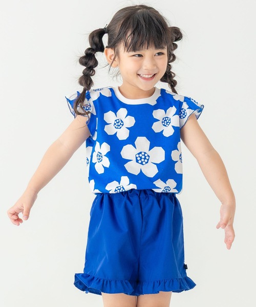 SUNDAYS SUN(サンデイズ サン)の「【綿混/袖フリル】選べる4柄 アソートプリントTシャツ(花柄/チェック/お揃いリンク)(Tシャツ/カットソー・キッズ・レッド/イエロー/ブルー/ブラック・110/100/90/130/120)」の6枚目の写真