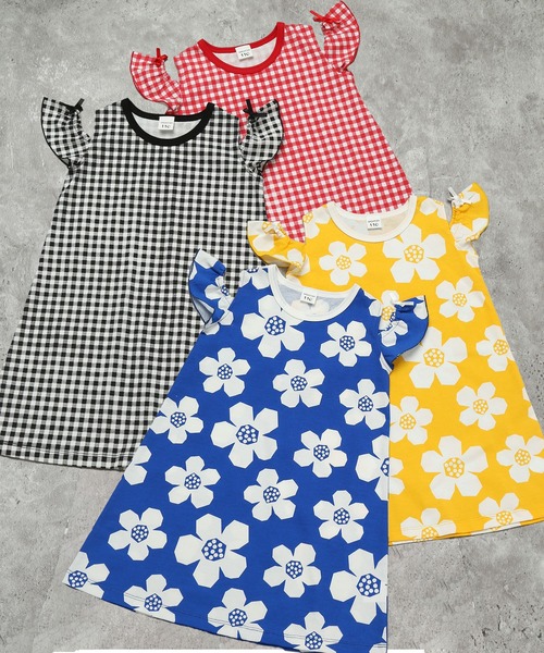SUNDAYS SUN(サンデイズ サン)の「【綿混/袖フリル】選べる4柄 アソートプリントTシャツ(花柄/チェック/お揃いリンク)(Tシャツ/カットソー・キッズ・レッド/イエロー/ブルー/ブラック・110/100/90/130/120)」の22枚目の写真