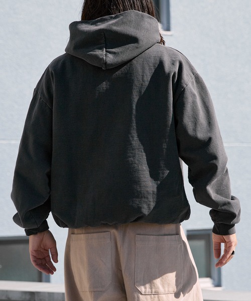 MINE（マイン）の「MINE/マイン DYE-HOODIE-14OZ 裏起毛素材 USAコットン プルオーバーパーカー（パーカー・メンズ・オリーブ/ブラック・2/4/3/5/1）」の9枚目の写真