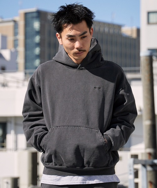 MINE（マイン）の「MINE/マイン DYE-HOODIE-14OZ 裏起毛素材 USAコットン プルオーバーパーカー（パーカー・メンズ・オリーブ/ブラック・2/4/3/5/1）」の13枚目の写真