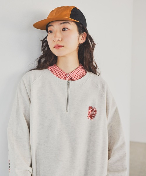 niko and...（ニコアンド）の「スリーブロゴハーフZIPプルオーバー（スウェット・レディース・ライトグレー/ネイビー/セージグリーン・MEDIUM/LARGE）」の8枚目の写真