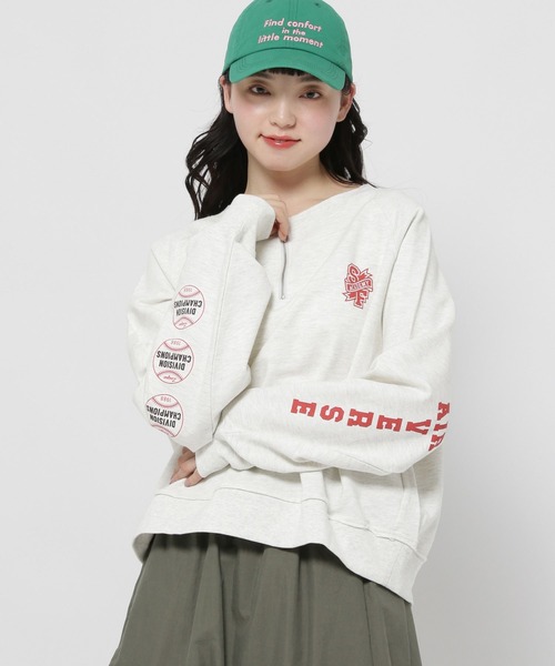 niko and...（ニコアンド）の「スリーブロゴハーフZIPプルオーバー（スウェット・レディース・ライトグレー/ネイビー/セージグリーン・MEDIUM/LARGE）」の11枚目の写真