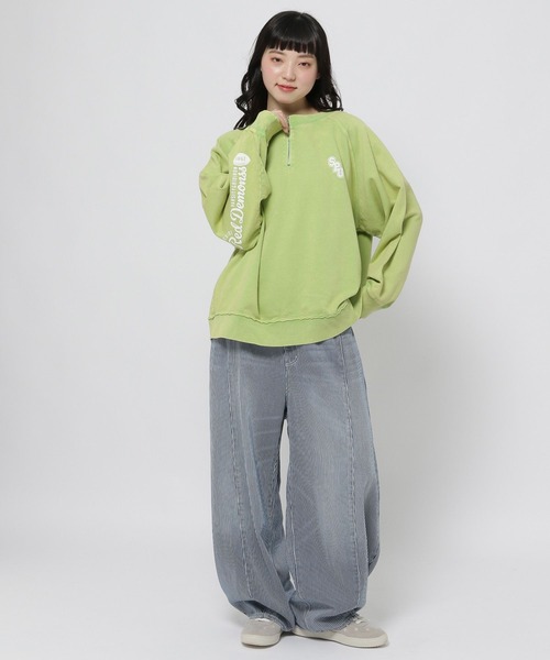 niko and...（ニコアンド）の「スリーブロゴハーフZIPプルオーバー（スウェット・レディース・ライトグレー/ネイビー/セージグリーン・MEDIUM/LARGE）」の13枚目の写真