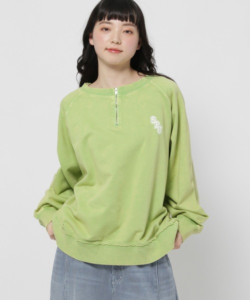 niko and...（ニコアンド）の「スリーブロゴハーフZIPプルオーバー（スウェット・レディース・ライトグレー/ネイビー/セージグリーン・MEDIUM/LARGE）」の15枚目の写真