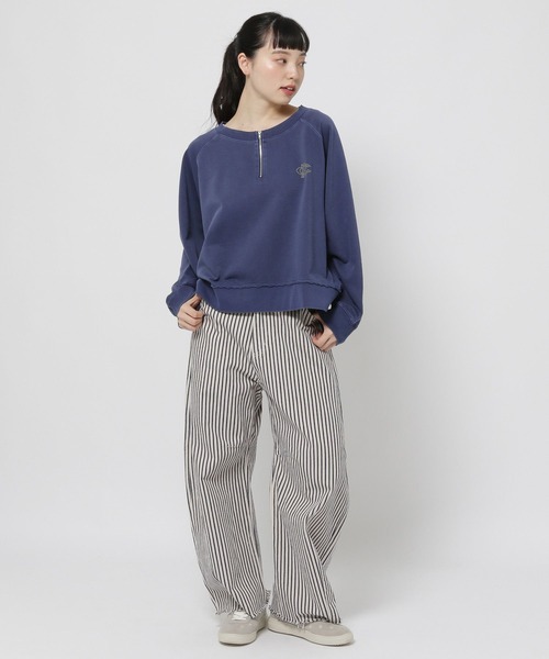 niko and...（ニコアンド）の「スリーブロゴハーフZIPプルオーバー（スウェット・レディース・ライトグレー/ネイビー/セージグリーン・MEDIUM/LARGE）」の16枚目の写真