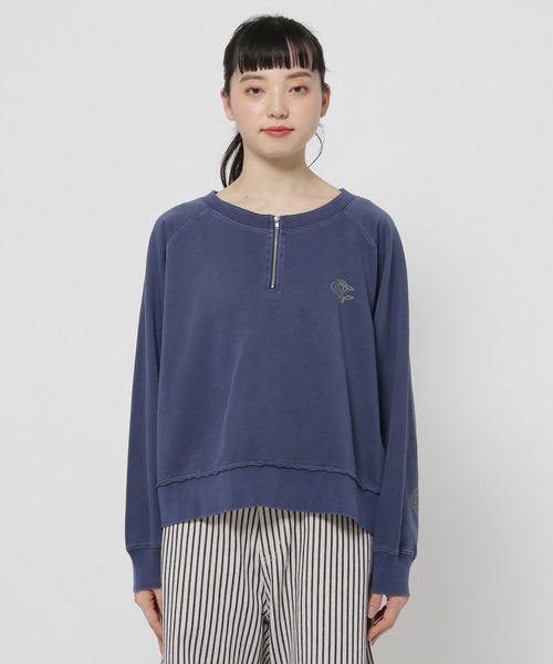 niko and...（ニコアンド）の「スリーブロゴハーフZIPプルオーバー（スウェット・レディース・ライトグレー/ネイビー/セージグリーン・MEDIUM/LARGE）」の19枚目の写真