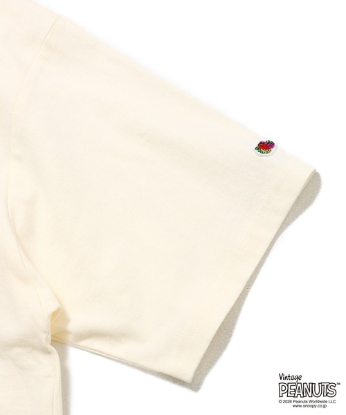 FRUIT OF THE LOOM(フルーツオブザルーム)の「FTL x PEANUTS16/-OE 天竺 Tシャツ3 / ピーナッツ コラボ 半袖Tシャツ / Woodstock 刺繍 ロゴ(Tシャツ/カットソー・メンズ・チャコールグレー/アイボリー・S/M/L)」の5枚目の写真