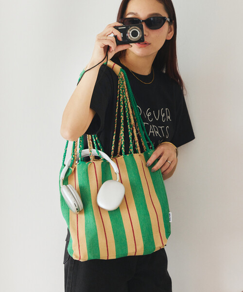 DULTON(ダルトン)の「DULTON/ダルトン HAMMOCK TOTE S ハンモック ストライプ トートバッグ(トートバッグ・メンズ・レッド/グリーン/イエロー/ダークグリーン/サックスブルー/オリーブ・ONE SIZE)」の4枚目の写真