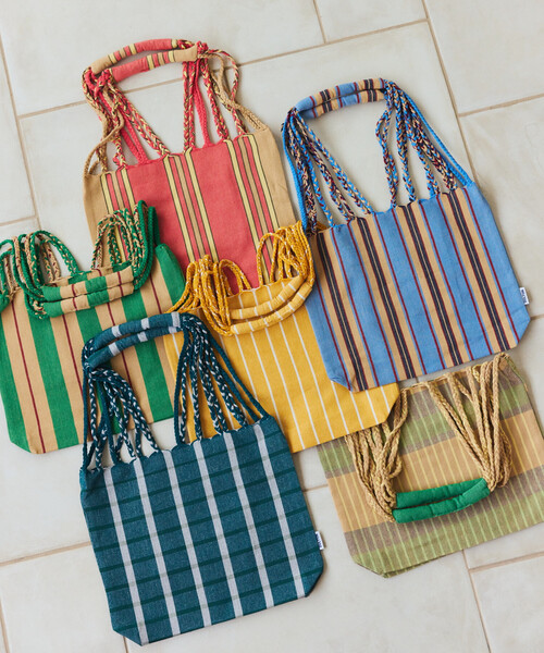 DULTON(ダルトン)の「DULTON/ダルトン HAMMOCK TOTE S ハンモック ストライプ トートバッグ(トートバッグ・メンズ・レッド/グリーン/イエロー/ダークグリーン/サックスブルー/オリーブ・ONE SIZE)」の7枚目の写真