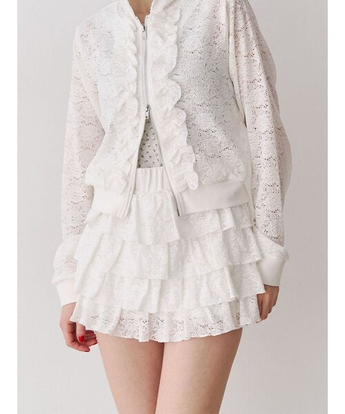 jouetie(ジュエティ)の「レースティアードミニスカート【セットアップ対応】(スカート・レディース・グリーン/ブラック/オフホワイト・MEDIUM)」の1枚目の写真