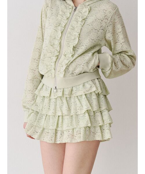 jouetie(ジュエティ)の「レースティアードミニスカート【セットアップ対応】(スカート・レディース・グリーン/ブラック/オフホワイト・MEDIUM)」の3枚目の写真