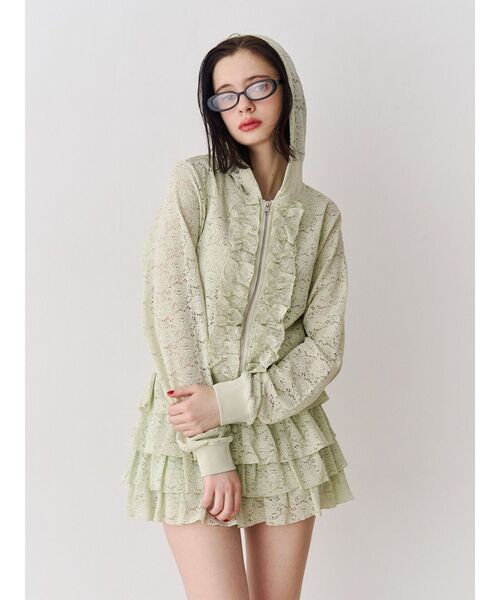 jouetie(ジュエティ)の「レースティアードミニスカート【セットアップ対応】(スカート・レディース・グリーン/ブラック/オフホワイト・MEDIUM)」の13枚目の写真