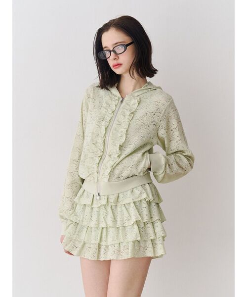 jouetie(ジュエティ)の「レースティアードミニスカート【セットアップ対応】(スカート・レディース・グリーン/ブラック/オフホワイト・MEDIUM)」の14枚目の写真