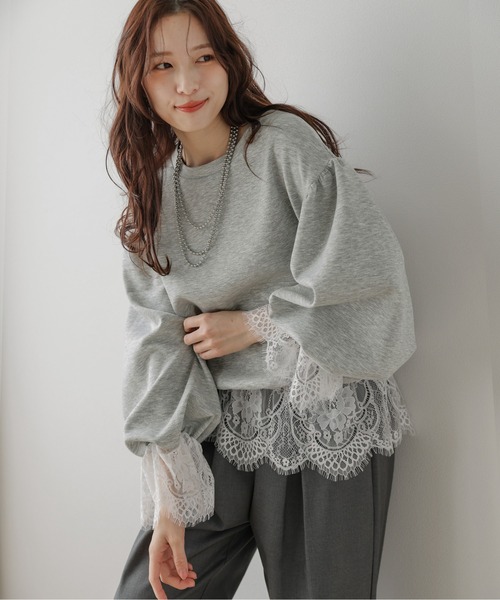 AMELY(エミリー)の「レースデザイン プルオーバー(Tシャツ/カットソー・レディース・ホワイト/グレー/ブラック・フリー)」の3枚目の写真