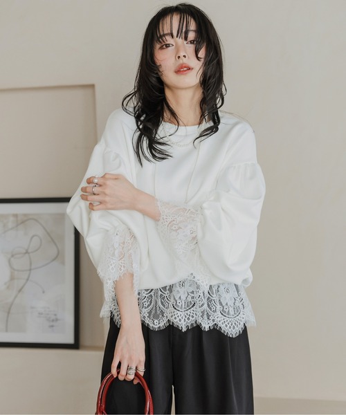 AMELY(エミリー)の「レースデザイン プルオーバー(Tシャツ/カットソー・レディース・ホワイト/グレー/ブラック・フリー)」の13枚目の写真