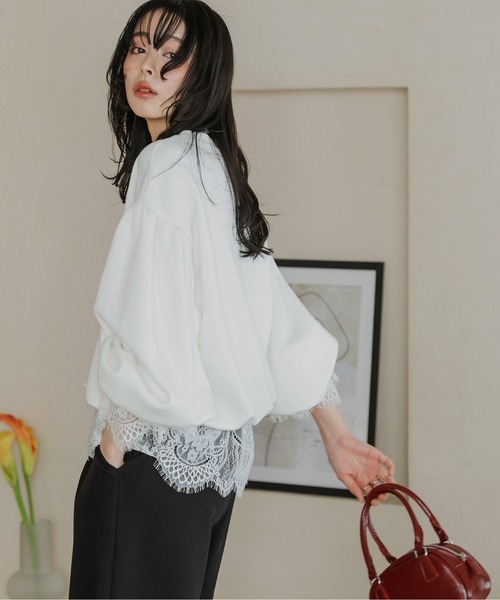AMELY(エミリー)の「レースデザイン プルオーバー(Tシャツ/カットソー・レディース・ホワイト/グレー/ブラック・フリー)」の14枚目の写真