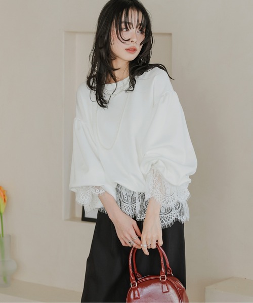 AMELY(エミリー)の「レースデザイン プルオーバー(Tシャツ/カットソー・レディース・ホワイト/グレー/ブラック・フリー)」の15枚目の写真