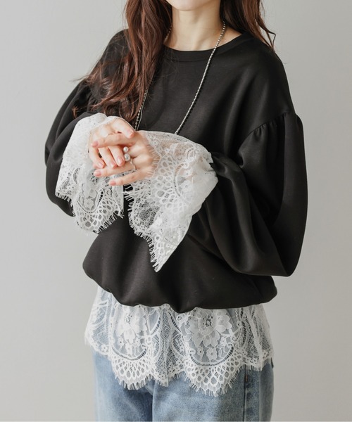 AMELY(エミリー)の「レースデザイン プルオーバー(Tシャツ/カットソー・レディース・ホワイト/グレー/ブラック・フリー)」の18枚目の写真