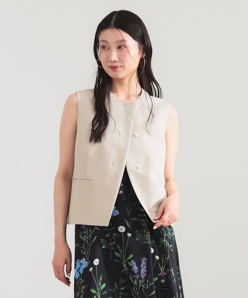 Demi-Luxe BEAMS(デミルクス ビームス)の「【8/6値下げ】オックス 比翼 ミニジレ(ベスト・レディース・チャコールグレー/ベージュ・38/36)」の1枚目の写真