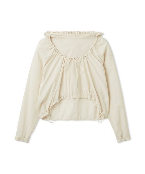 emmi（エミ）の「【Movique】ギャザーショートフーディー/撥水/UVカット/接触冷感（スウェット・レディース・ブラウン/アイボリー・F）」の2枚目の写真