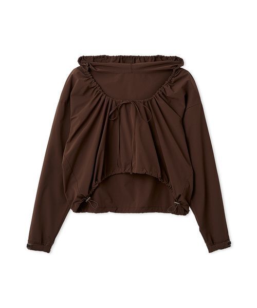 emmi（エミ）の「【Movique】ギャザーショートフーディー/撥水/UVカット/接触冷感（スウェット・レディース・ブラウン/アイボリー・F）」の19枚目の写真