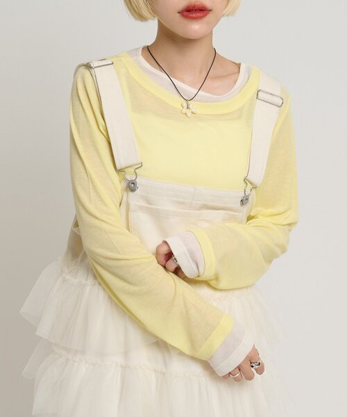 w closet（ダブルクローゼット）の「カラーレイヤードカットソー（Tシャツ/カットソー・レディース・ブラック/ブルー/グレー/イエロー/ホワイト・FREE）」の5枚目の写真