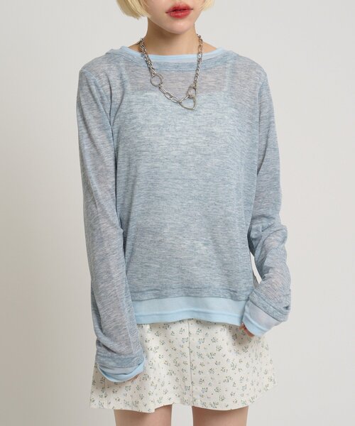 w closet（ダブルクローゼット）の「カラーレイヤードカットソー（Tシャツ/カットソー・レディース・ブラック/ブルー/グレー/イエロー/ホワイト・FREE）」の4枚目の写真