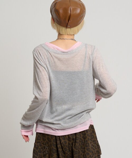 w closet（ダブルクローゼット）の「カラーレイヤードカットソー（Tシャツ/カットソー・レディース・ブラック/ブルー/グレー/イエロー/ホワイト・FREE）」の6枚目の写真