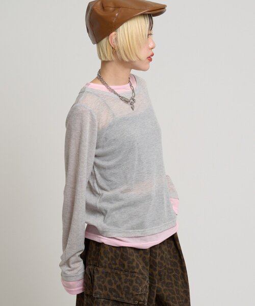 w closet（ダブルクローゼット）の「カラーレイヤードカットソー（Tシャツ/カットソー・レディース・ブラック/ブルー/グレー/イエロー/ホワイト・FREE）」の7枚目の写真