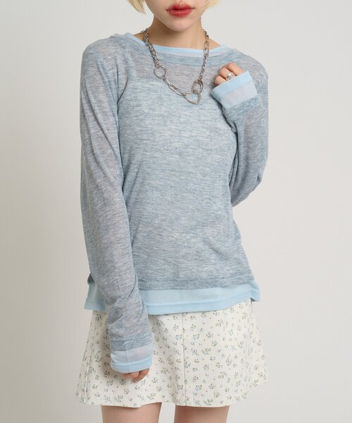 w closet（ダブルクローゼット）の「カラーレイヤードカットソー（Tシャツ/カットソー・レディース・ブラック/ブルー/グレー/イエロー/ホワイト・FREE）」の13枚目の写真