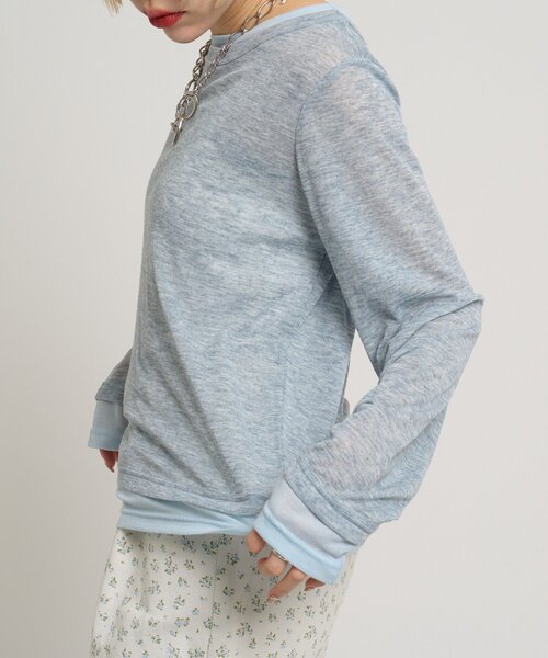 w closet（ダブルクローゼット）の「カラーレイヤードカットソー（Tシャツ/カットソー・レディース・ブラック/ブルー/グレー/イエロー/ホワイト・FREE）」の14枚目の写真