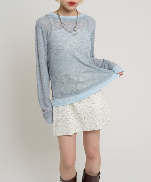 w closet（ダブルクローゼット）の「カラーレイヤードカットソー（Tシャツ/カットソー・レディース・ブラック/ブルー/グレー/イエロー/ホワイト・FREE）」の17枚目の写真