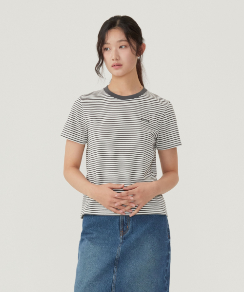 COVERNAT(カバーナット)の「ウィメンズストライプTシャツチャコール(Tシャツ/カットソー・レディース・その他・WS/LARGE/WM)」の1枚目の写真