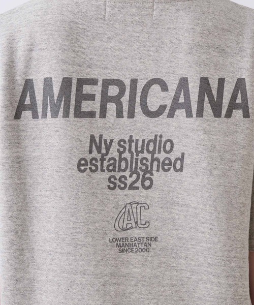 AMERICANA（アメリカーナ）の「【AMERICANA】別注-バックロゴ裏毛スウェット（Tシャツ/カットソー・レディース・ダークネイビー/グレー・FREE）」の17枚目の写真