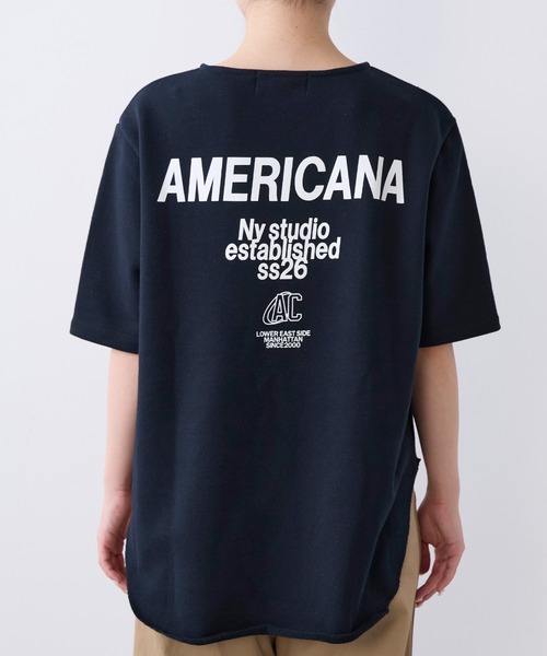 AMERICANA（アメリカーナ）の「【AMERICANA】別注-バックロゴ裏毛スウェット（Tシャツ/カットソー・レディース・ダークネイビー/グレー・FREE）」の5枚目の写真