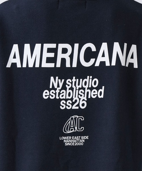 AMERICANA（アメリカーナ）の「【AMERICANA】別注-バックロゴ裏毛スウェット（Tシャツ/カットソー・レディース・ダークネイビー/グレー・FREE）」の9枚目の写真