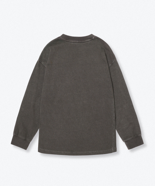 MUSINSA STANDARD KIDS（ムシンサスタンダードキッズ）の「オーバーサイズピグメントリップカフス長袖Tシャツ[チャコールグレー]（Tシャツ/カットソー・レディース・その他・110/120/160/140/130/150）」の4枚目の写真